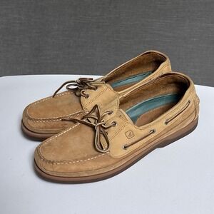 Sperry Boat Shoes 13M Tan Leather Moccasin Toe Casual Preppy Non Marking Classic